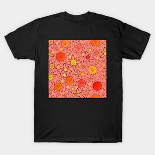 Flower Suns Warm on Deep Blush Pink Repeat 5748 T-Shirt